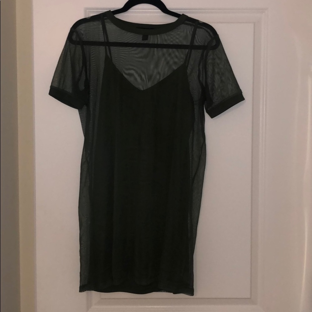 Olive green mesh dress
